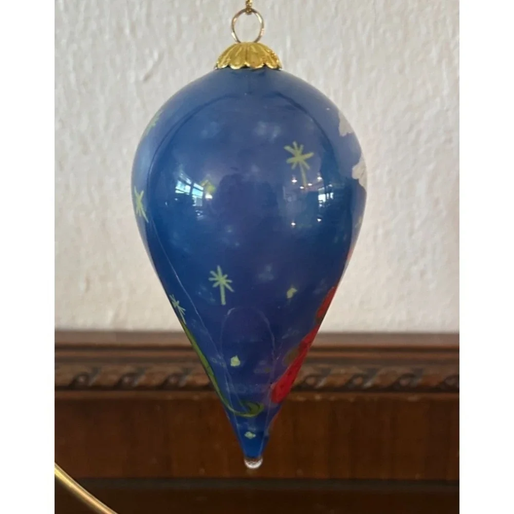 Pier 1 Imports Li Bien Christmas Angel Violin Red Glass Teardrop Ornament